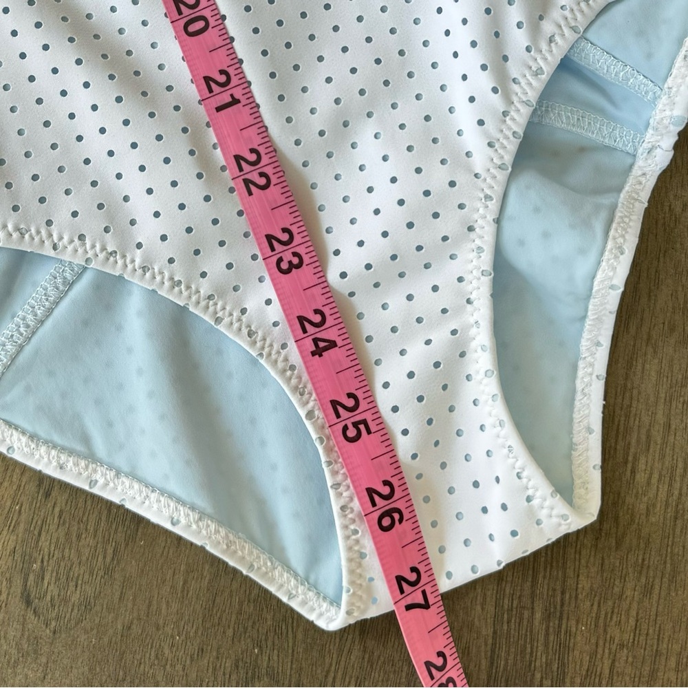 Lisa Marie Fernandez Farrah Maillot Perforated One Piece Blue White Sz 2 US 4-6 - Picture 13 of 15